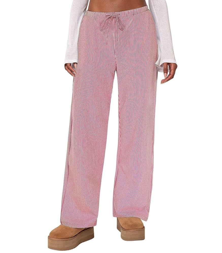 Womens Striped Pajama Pants Cotton Comfy Lounge Pj Pants Casual Wide Leg Drawstring Elastic Sleep... | Amazon (US)