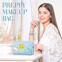 58 Pcs Preppy Makeup Bag Set Pu Leather Aesthetic Waterproof Portable Cosmetic Bag Travel Pouch 7... | Amazon (US)