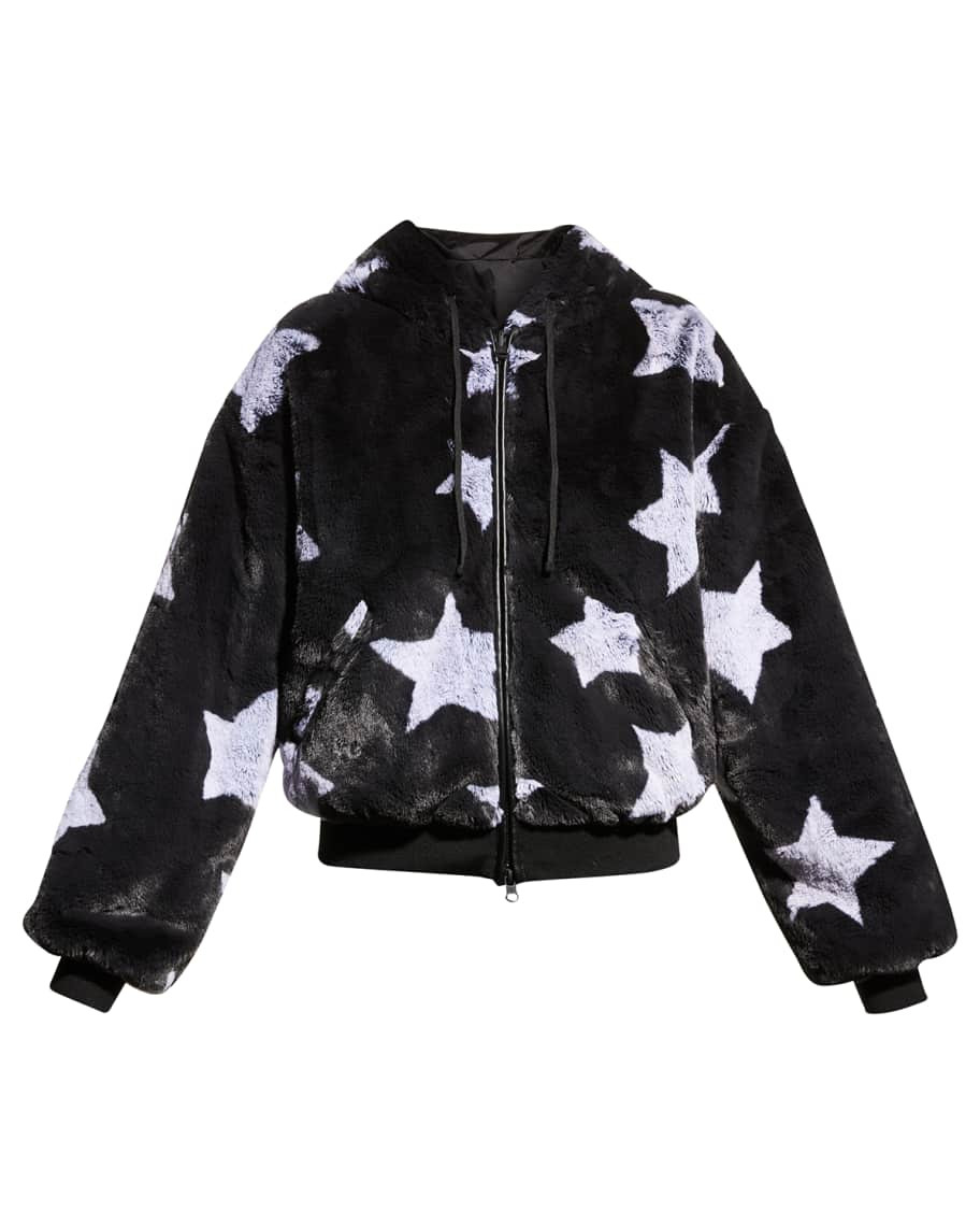 Faux-Fur Reversible Star Hoodie | Neiman Marcus
