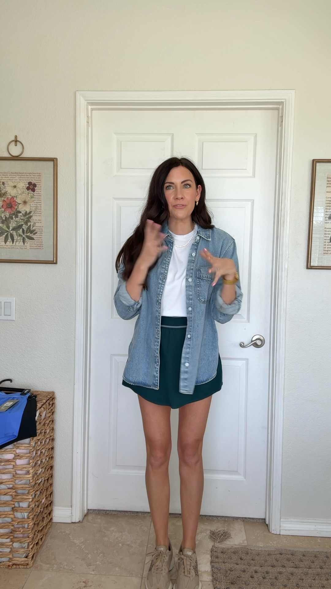 Cute way to style this $15 skort that looks like the $78 alo one!!! Wearing a small, you could size up for extra length. 
•small in button up
•xs in tee 
Great mom on the outfit! I wore it at the girls school for a family Friday then straight to T-ball for Ryder! 

#LTKdayinmylife #LTKootd #LTKSaleAlert