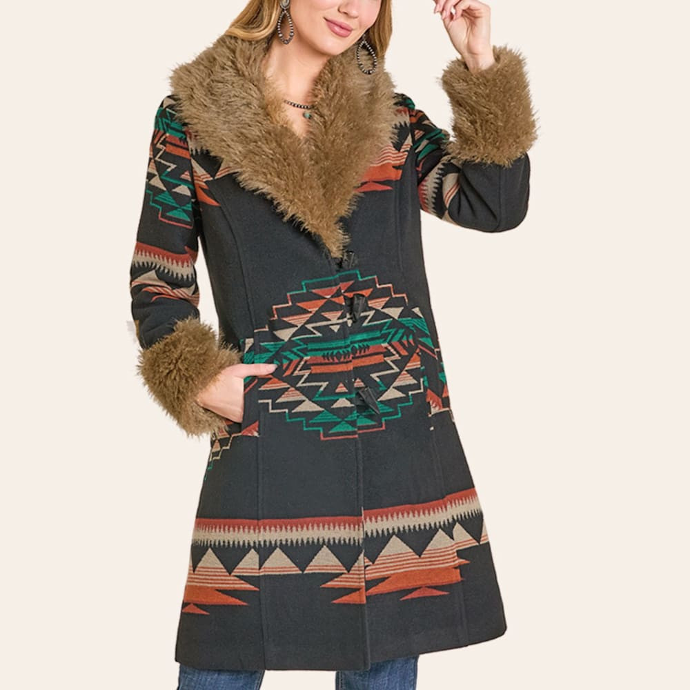 Panhandle Slim Women's Black Aztec Print Fur Coat | Cavender's