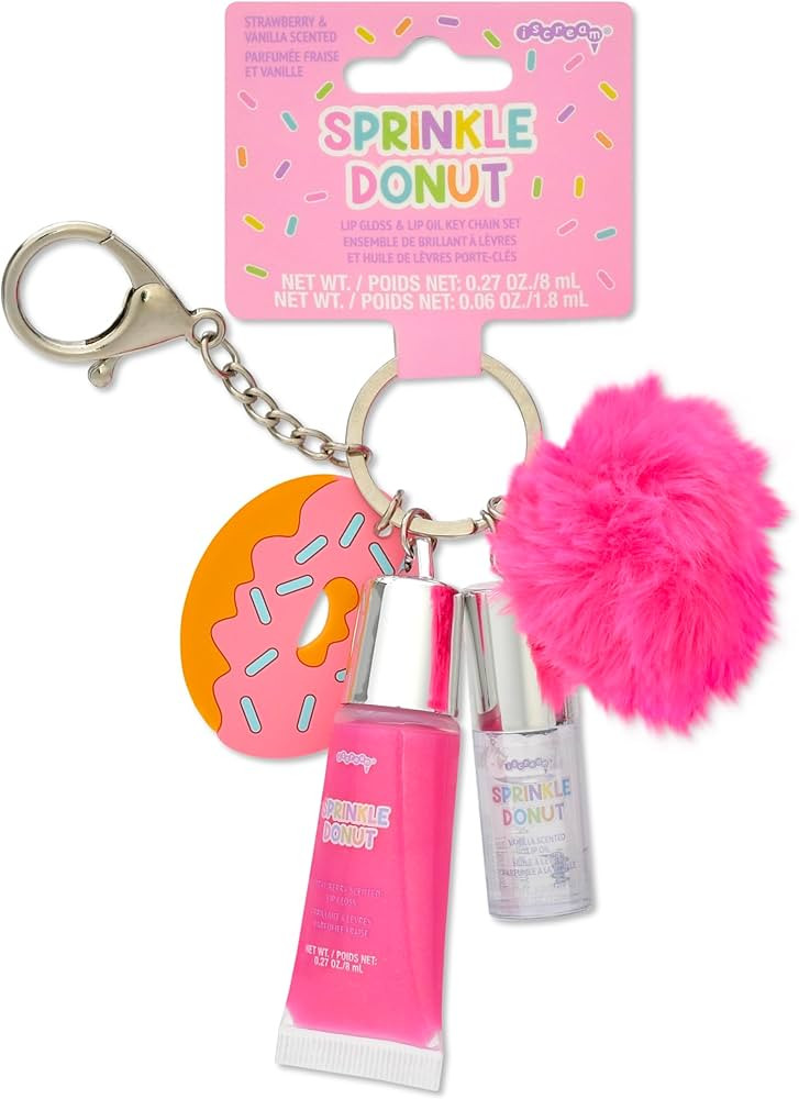 iscream Sprinkle Donut Keychain Strawberry Scented Lip Gloss & Vanilla Scented Lip Oil Set | Amazon (US)