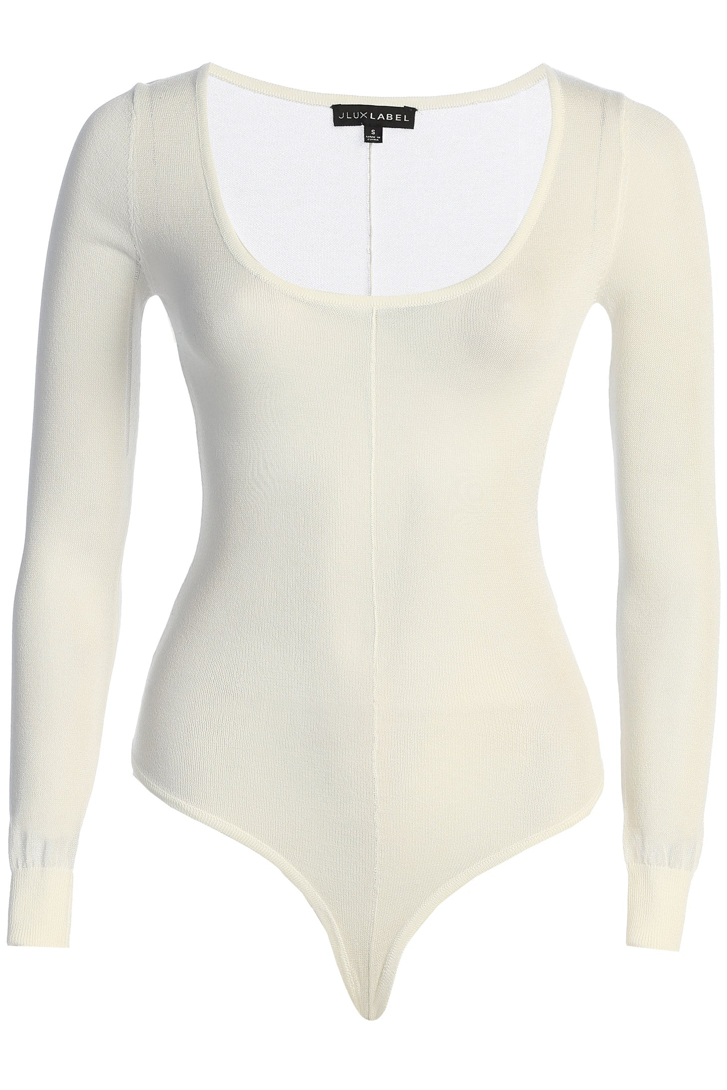 Ivory Nerida Sheer Knit Bodysuit | JLUXLABEL