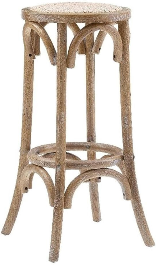 30" Round Retro Wood Backless Bar Stool in Washed Brown | Amazon (US)