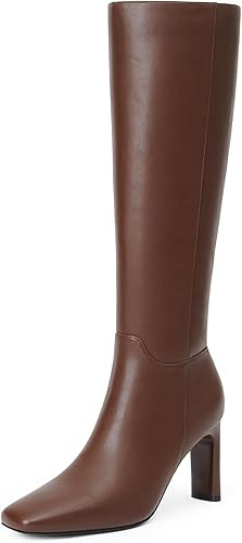 Modatope Knee High Boots for Women Square Toe Chunky Heel Long Tall Fall Boots for Women | Amazon (US)