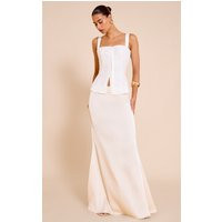 Cream Satin Floaty Maxi Skirt | PrettyLittleThing US