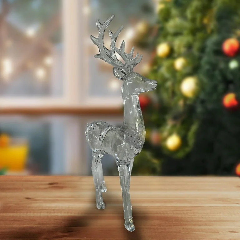Acrylic Deer Christmas Tabletop Decor, Clear Lucite, 13.38", by Holiday Time | Walmart (US)