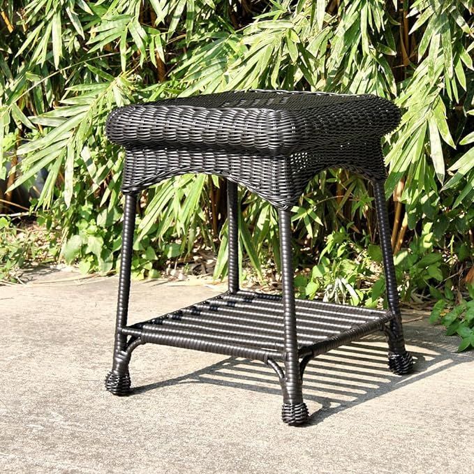 Wicker Lane OTI001-D Outdoor Black Wicker Patio Furniture End Table | Amazon (US)