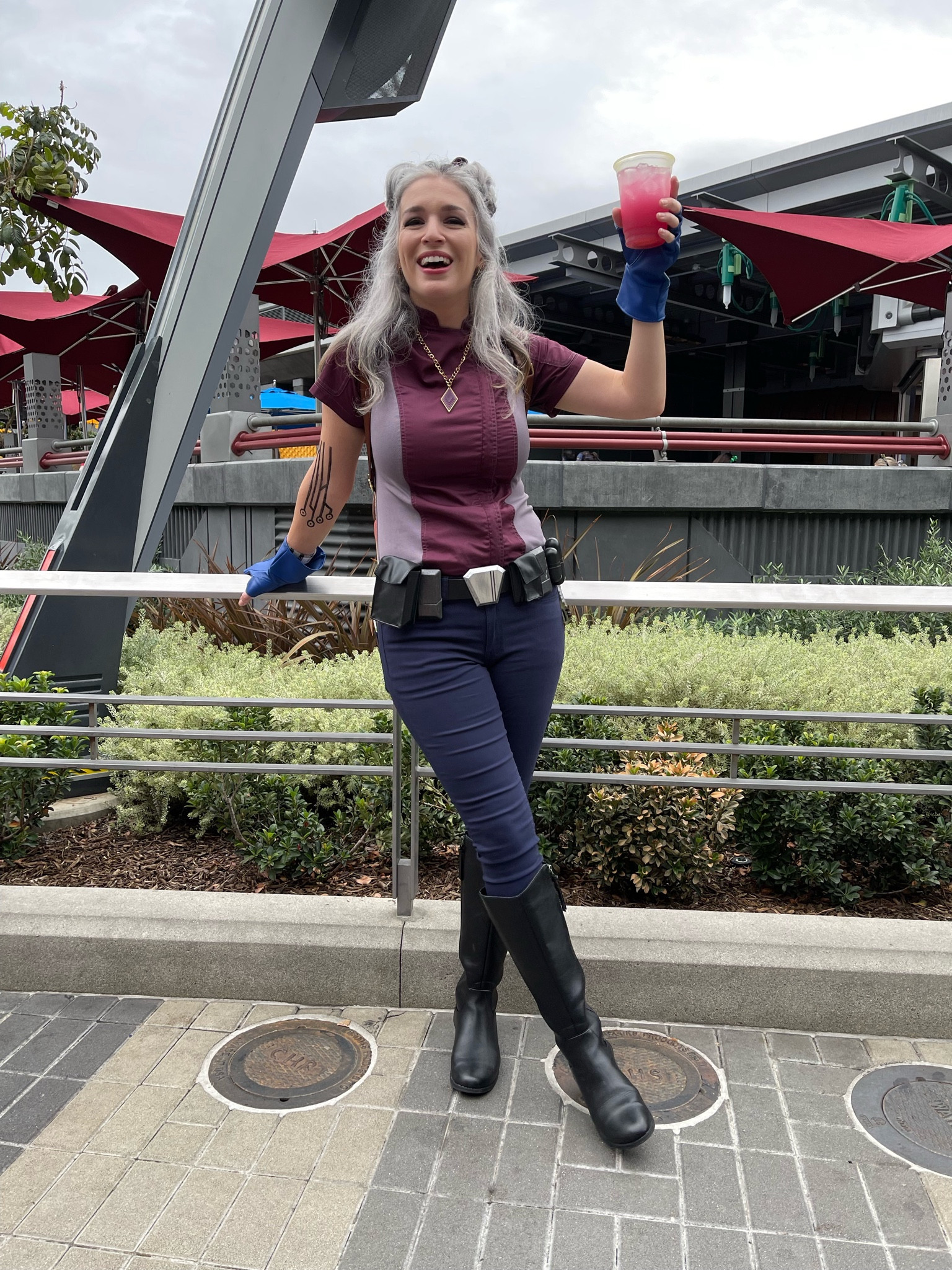 Recreate your own Raithe Kole look from the Star Wars: Galactic Starcruiser! 

My version, A-Raithe-a Kole, was built with some of the links here. Some modifications I made:
✨The top was dyed to color-matched ✨the gloves were cut and outfitted with a comms link from Etsy’s “That Corner in Coruscant”
✨the belt was from my son’s Sammie costume on Starcruiser with a few custom-made additions and buckle from my husband


Let me know if you make your own! 
Ta’bu e tay! 🥂