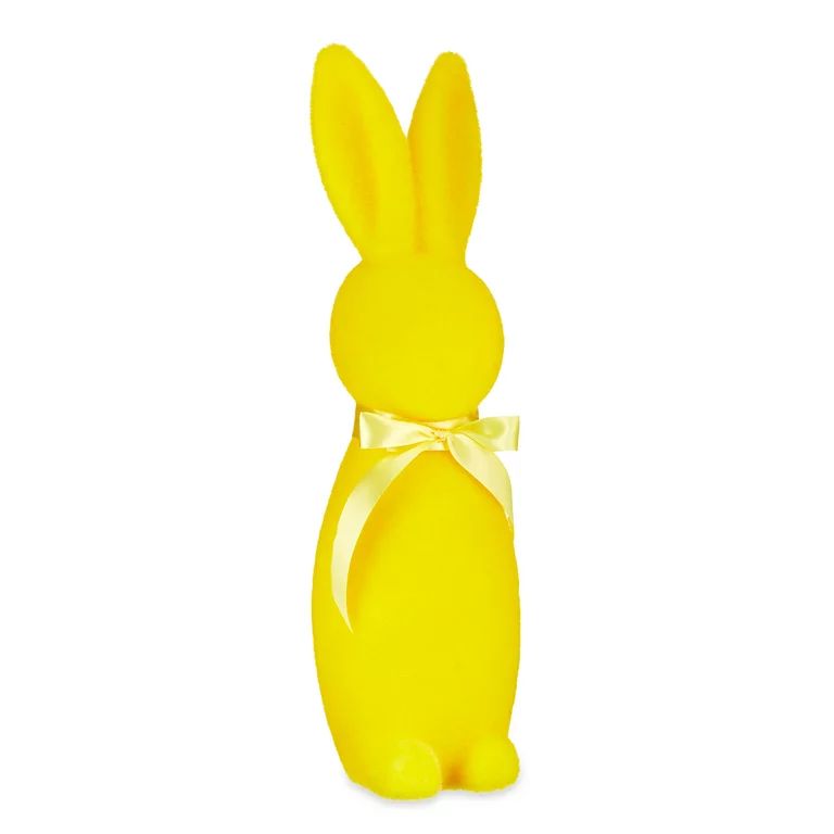 Way to Celebrate Easter Flocked Bunny Decor, Yellow, 16" | Walmart (US)