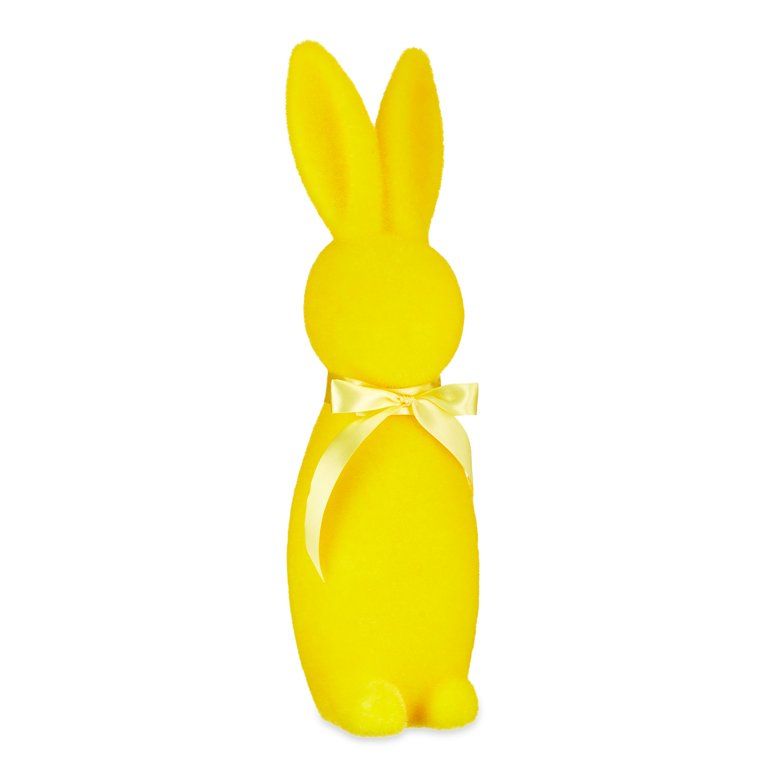 Way to Celebrate Easter Flocked Bunny Decor, Yellow, 16" | Walmart (US)