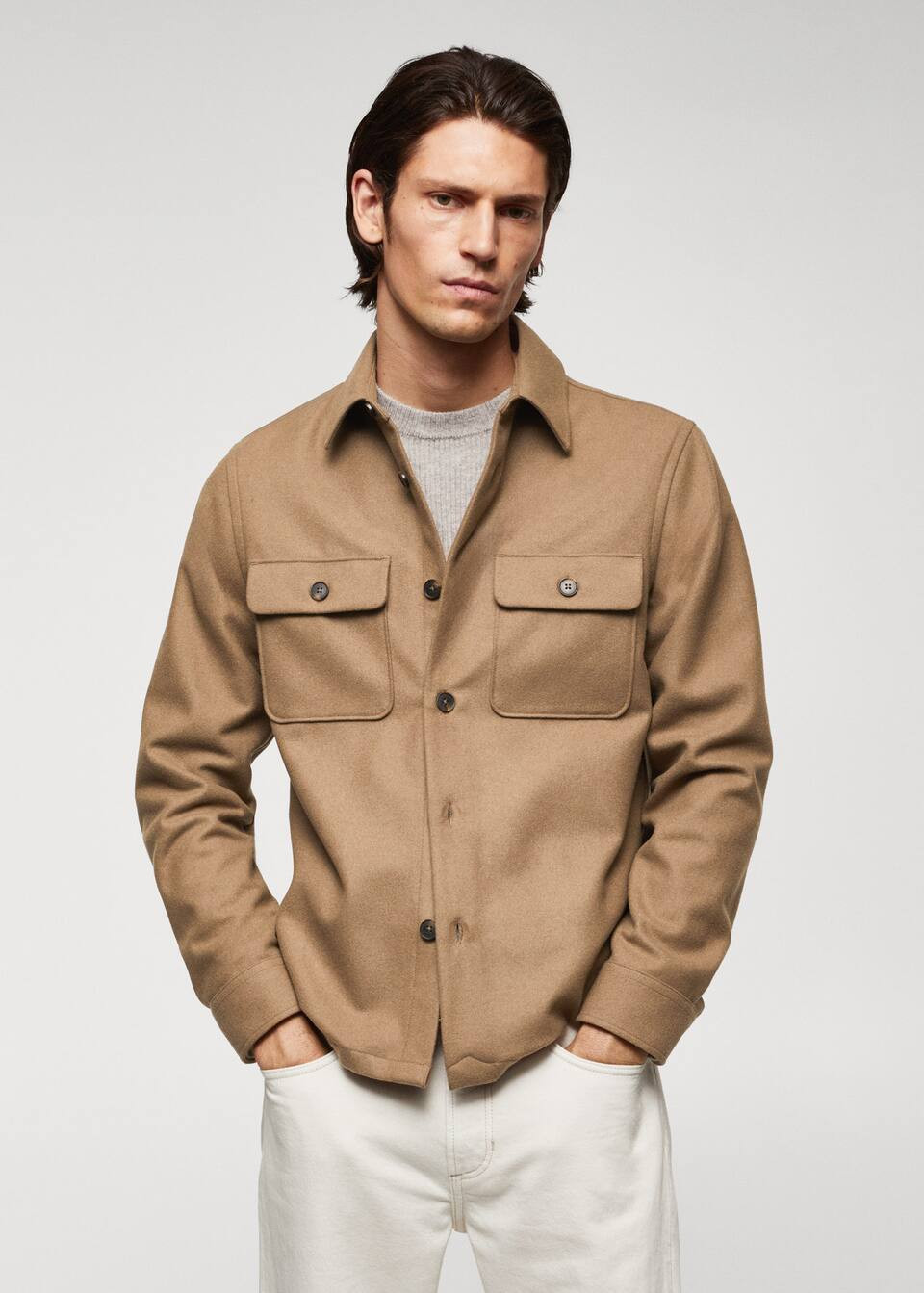Wool overshirt with pockets -  Men | Mango Man USA | MANGO (US)