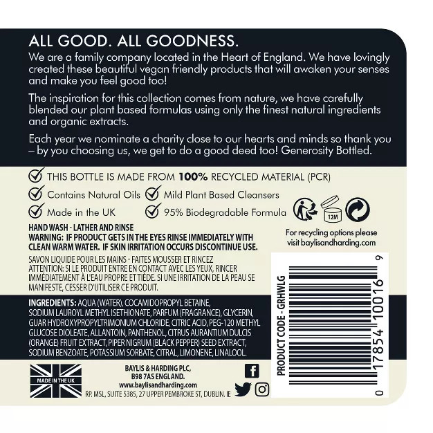 Baylis & Harding Hand Wash Soap Lemon Grass and Ginger - 16.9 fl oz | Target