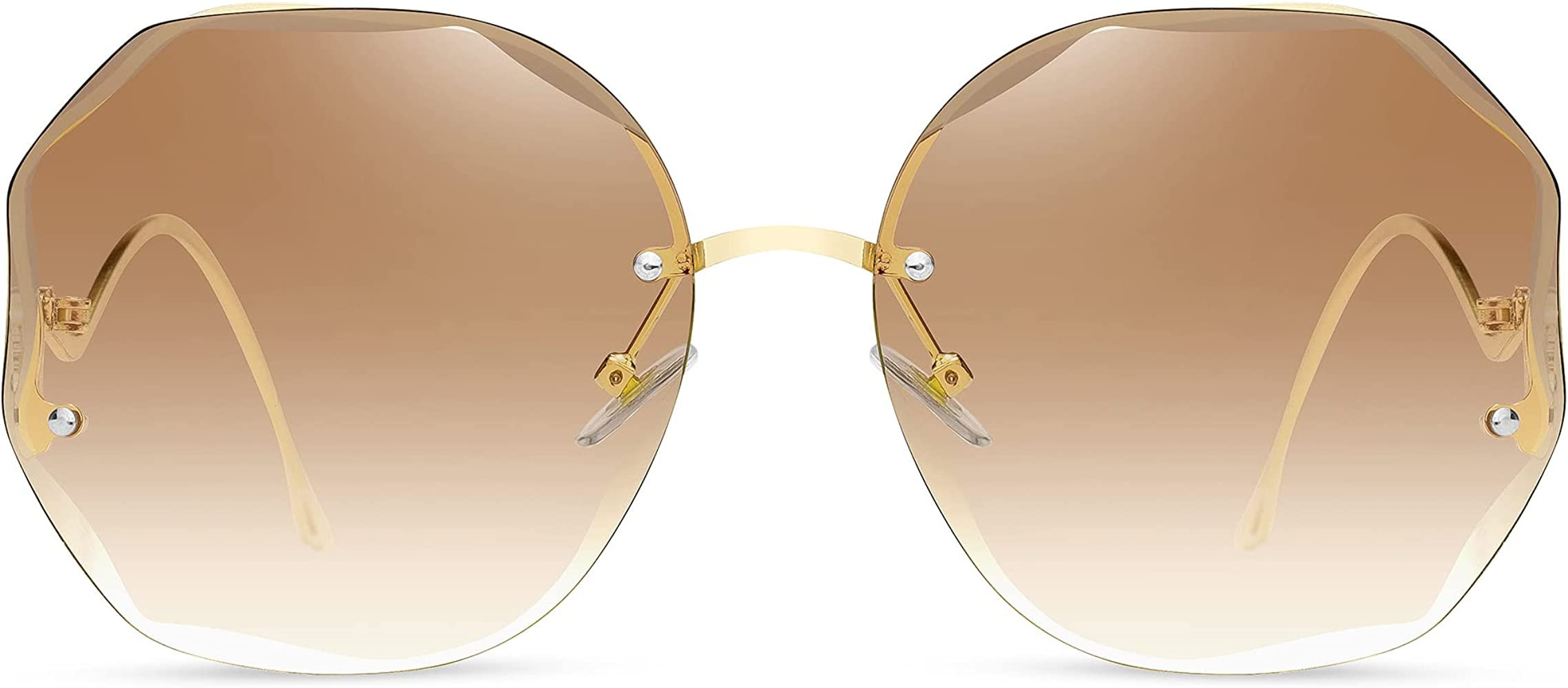 WOWSUN Y2K Sunglasses Rimless Gradient Womens Vintage Sunglasses | Amazon (US)