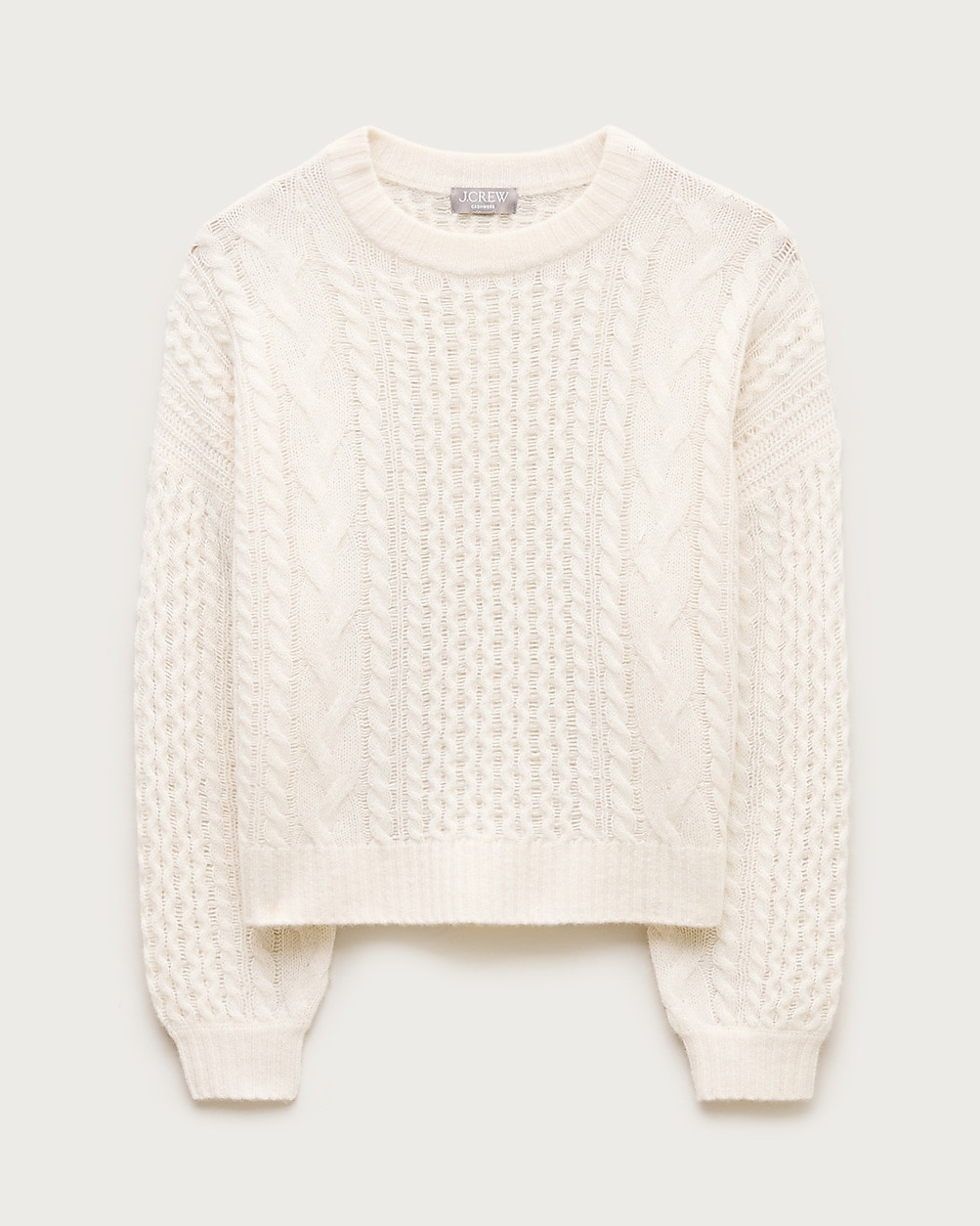 Cashmere cable-knit blouson-sleeve sweater | J. Crew US