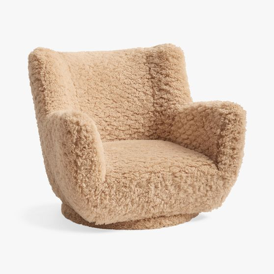 Cloud Fur Latte Lennon Low Swivel Lounge Chair | Pottery Barn Teen