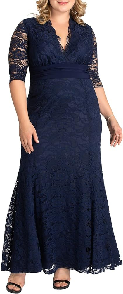 Kiyonna Women's Plus Size Screen Siren Lace Evening Gown | Amazon (US)