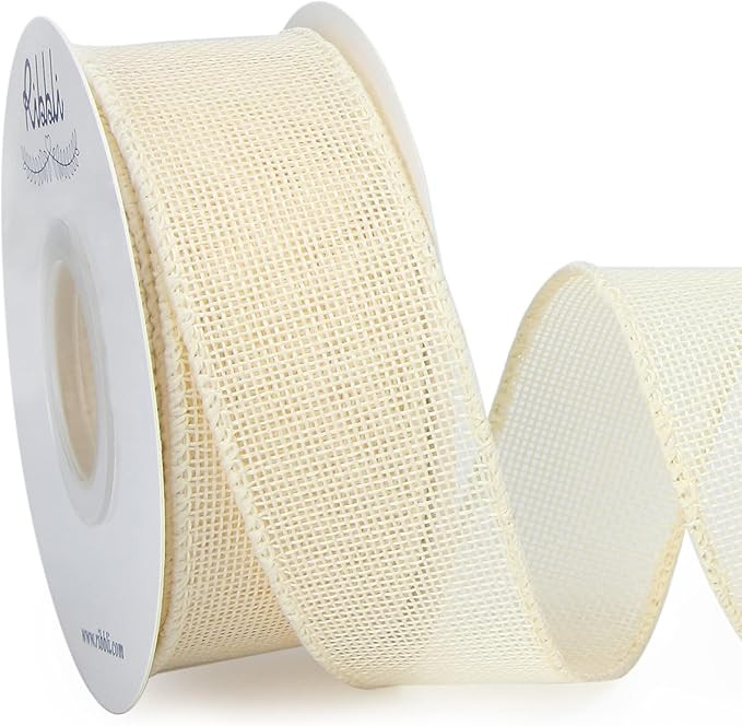 Ribbli Cream Burlap Wired Ribbon,1-1/2 Inch x 10 Yard, Ivory Wired Burlap Ribbon for Big Bow,Wrea... | Amazon (US)