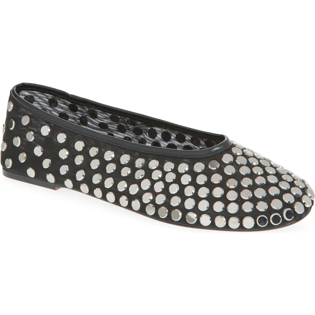 MANGO Savoir Studded Mesh Flat in Black at Nordstrom, Size 8.5Us | Nordstrom
