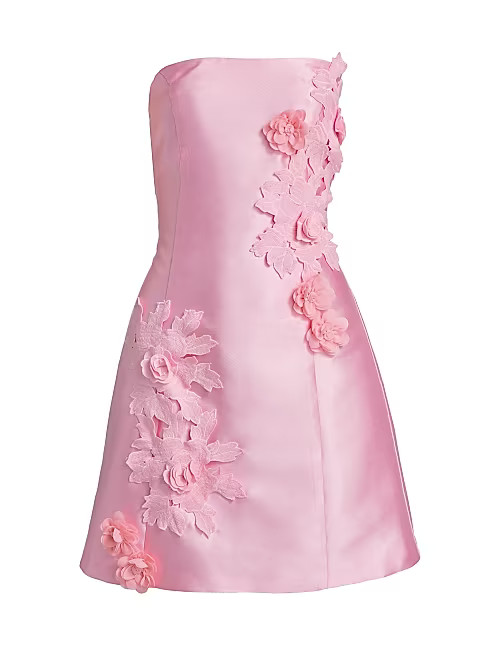 Walter Floral Applique Satin Minidress | Saks Fifth Avenue