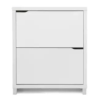 37 in. H x 31.1 in. W White Wood Shoe Storage Cabinet | The Home Depot