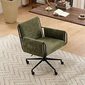 Rowill Modern Office Chair, Swivel Desk Chair, Green Boucle Fabric, Adjustable Height, 300 LBS Ca... | Amazon (US)