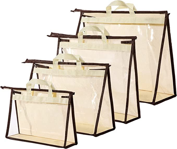 CINPIUK 4 Pack Handbag Dust Bags Clear Purse Storage Organizer for Closet, Zipper Hanging Storage... | Amazon (US)