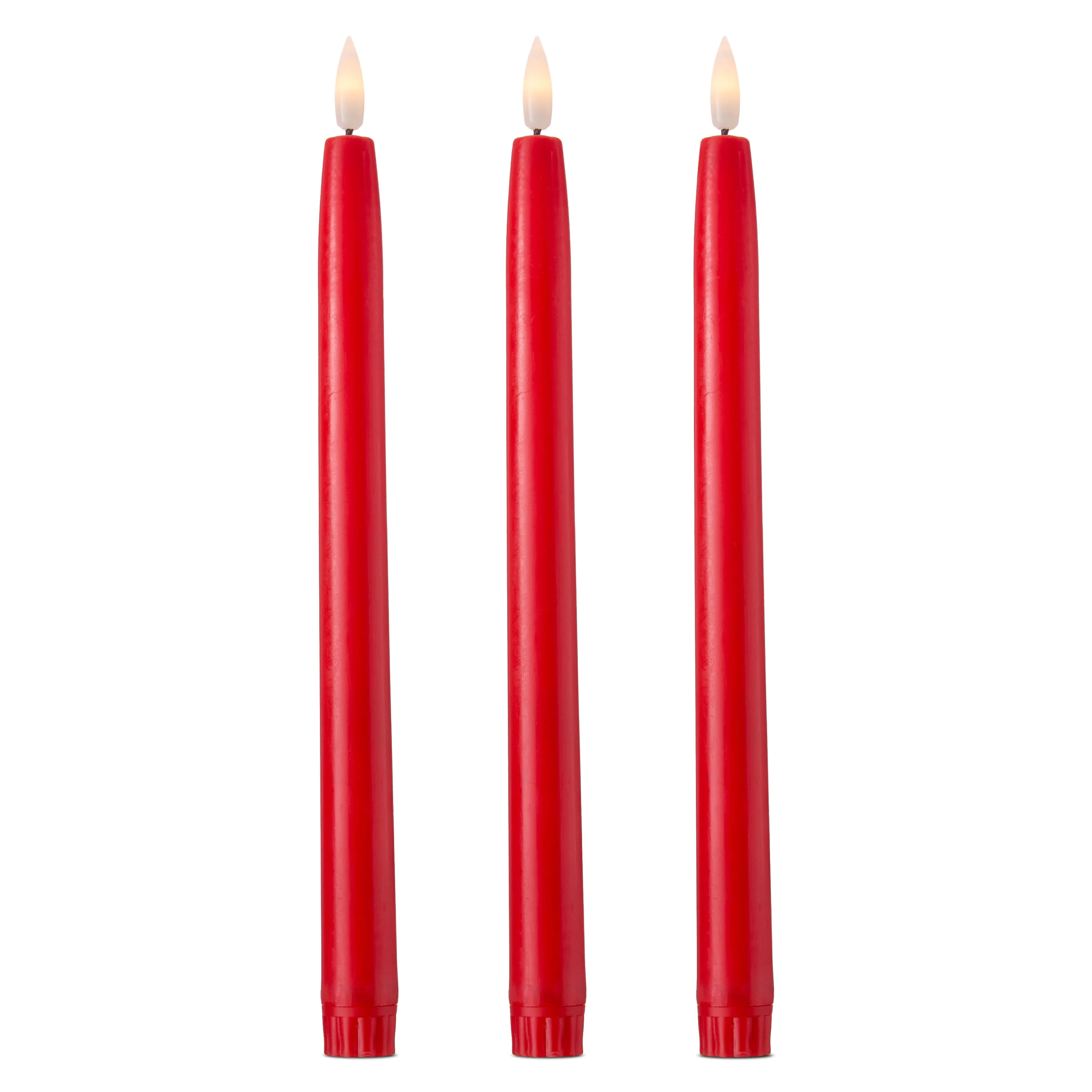 Velas Cónicas Navideñas con Aspecto de Cera sin Llama, LED Parpadeantes, con Pilas, Rojas, 11",... | Walmart (US)
