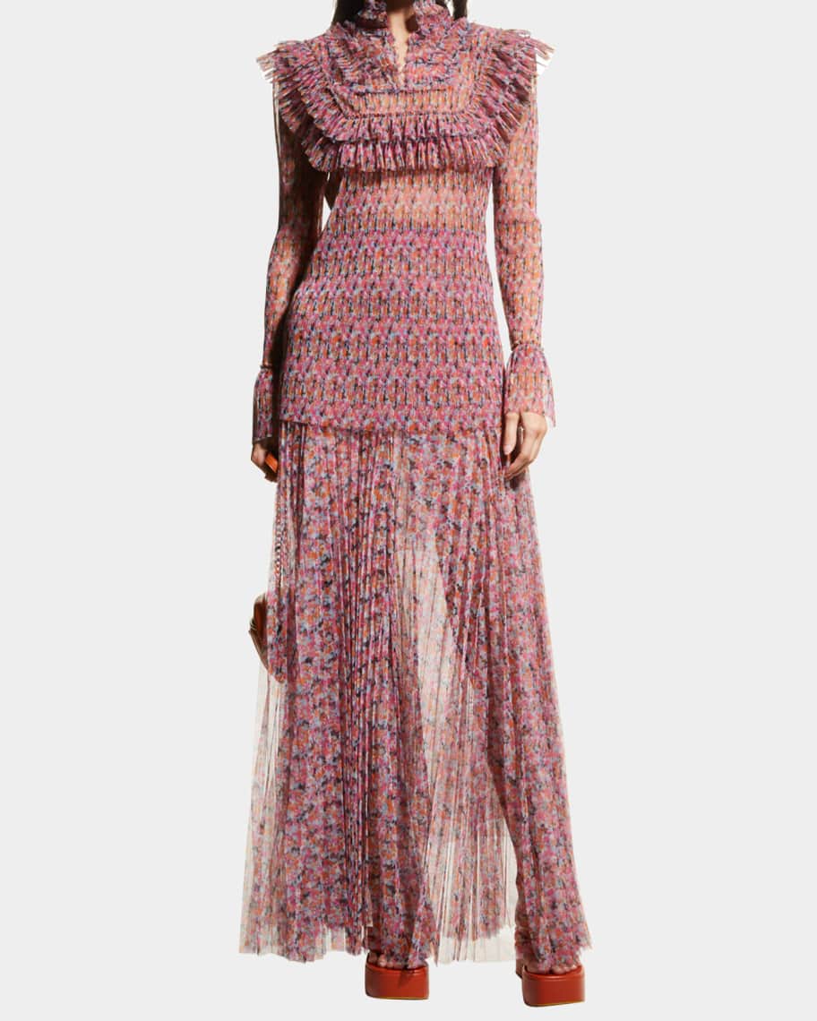 Floral Tulle Maxi Skirt | Neiman Marcus