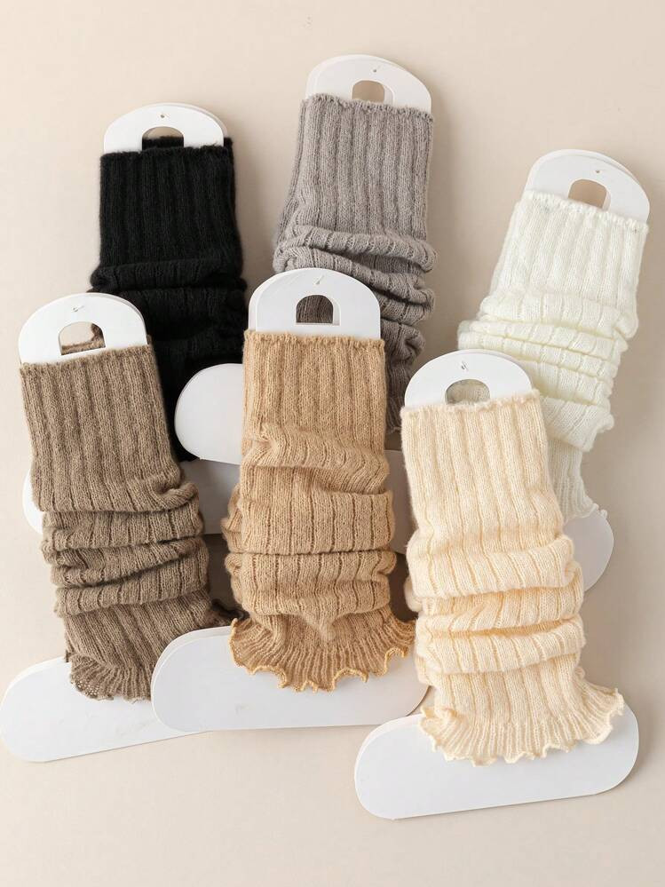 6pairs Women Assorted Color Striped Versatile Warm Knee-High Leg Warmers, Autumn Winter Spring | SHEIN