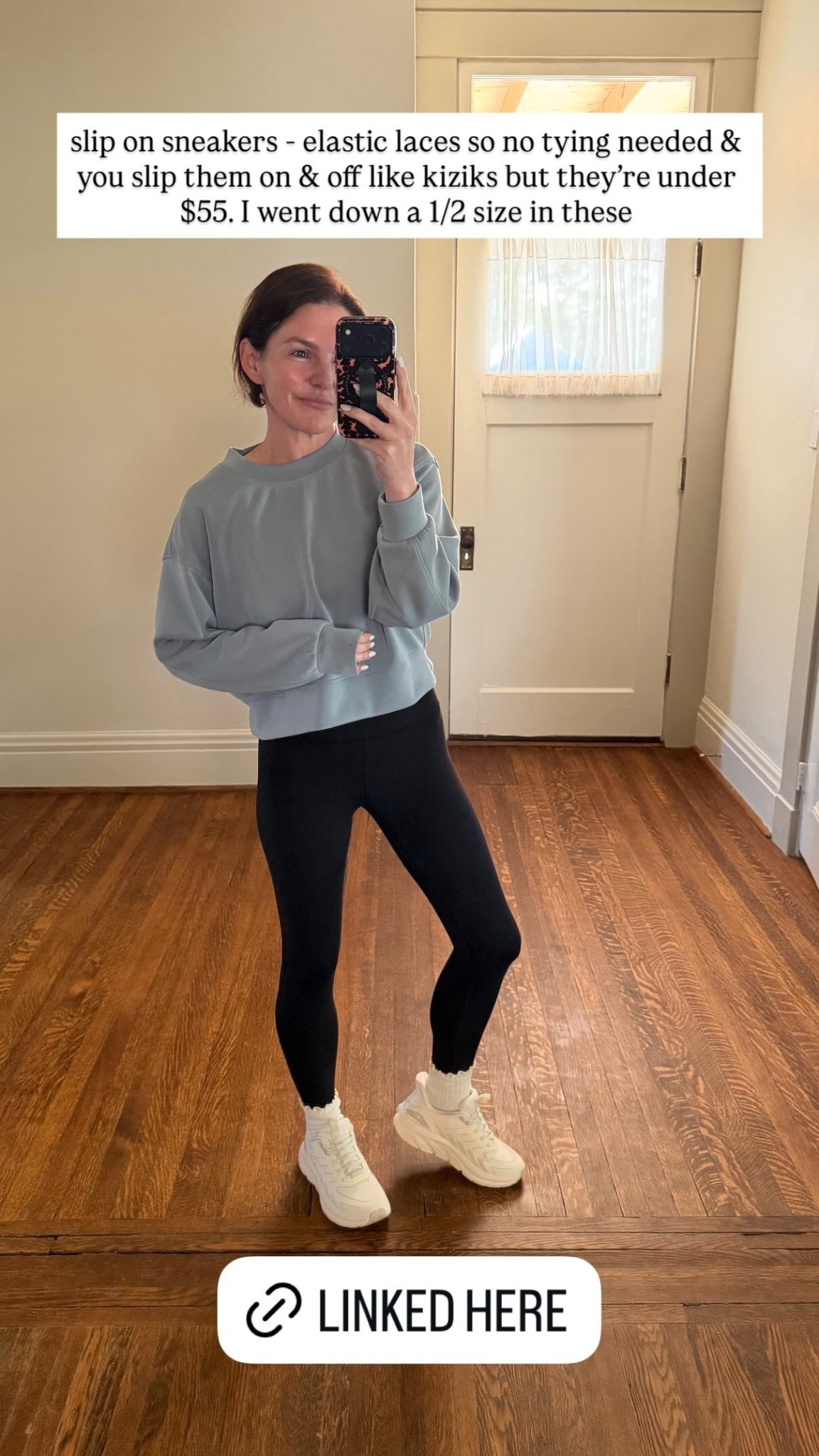 slip on sneakers - elastic laces so no tying needed & you slip them on & off like kiziks but they’re under $55. I went down a 1/2 size in these

#LTKmomlife #LTKdayinmylife #LTKootd