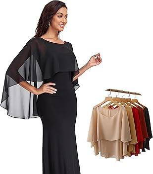 Sheer Shawls and Wraps for Evening Dresses Chiffon Capes for Women Soft Wedding Cover Up | Amazon (US)