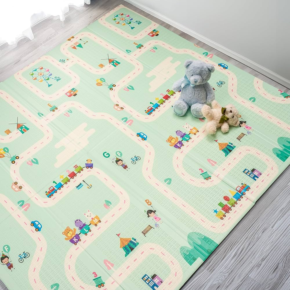 Sorbus Foldable Baby Play Mat Kids Foam Mats 78x70x0.4 Road Trip Route | Amazon (US)