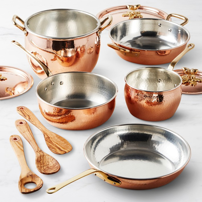Ruffoni Historia Hammered Copper 11-Piece Cookware Set with Olivewood Tools | Williams-Sonoma