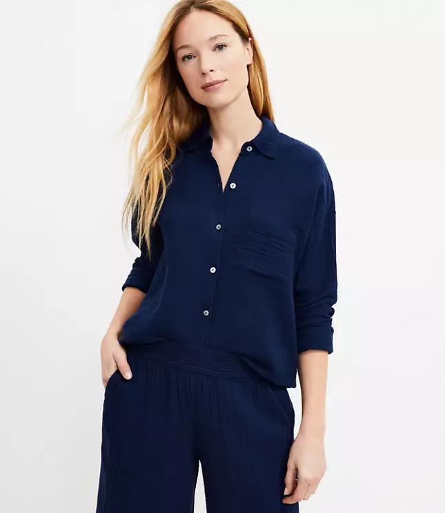 Lou & Grey Triple Cloth Pocket Shirt | LOFT