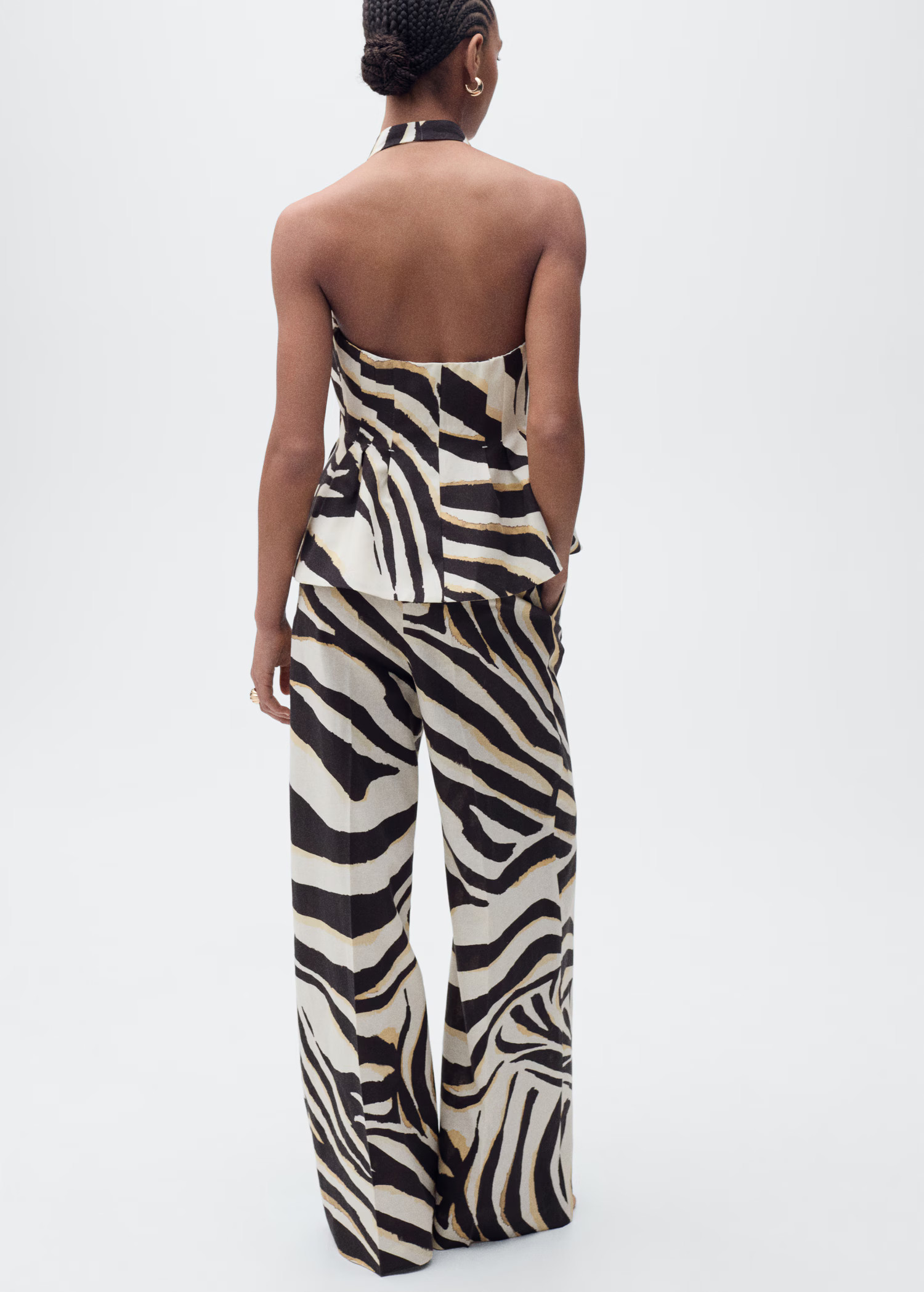 Linen zebra-print halter vest - Women | MANGO USA | Mango (US/MX/AU)