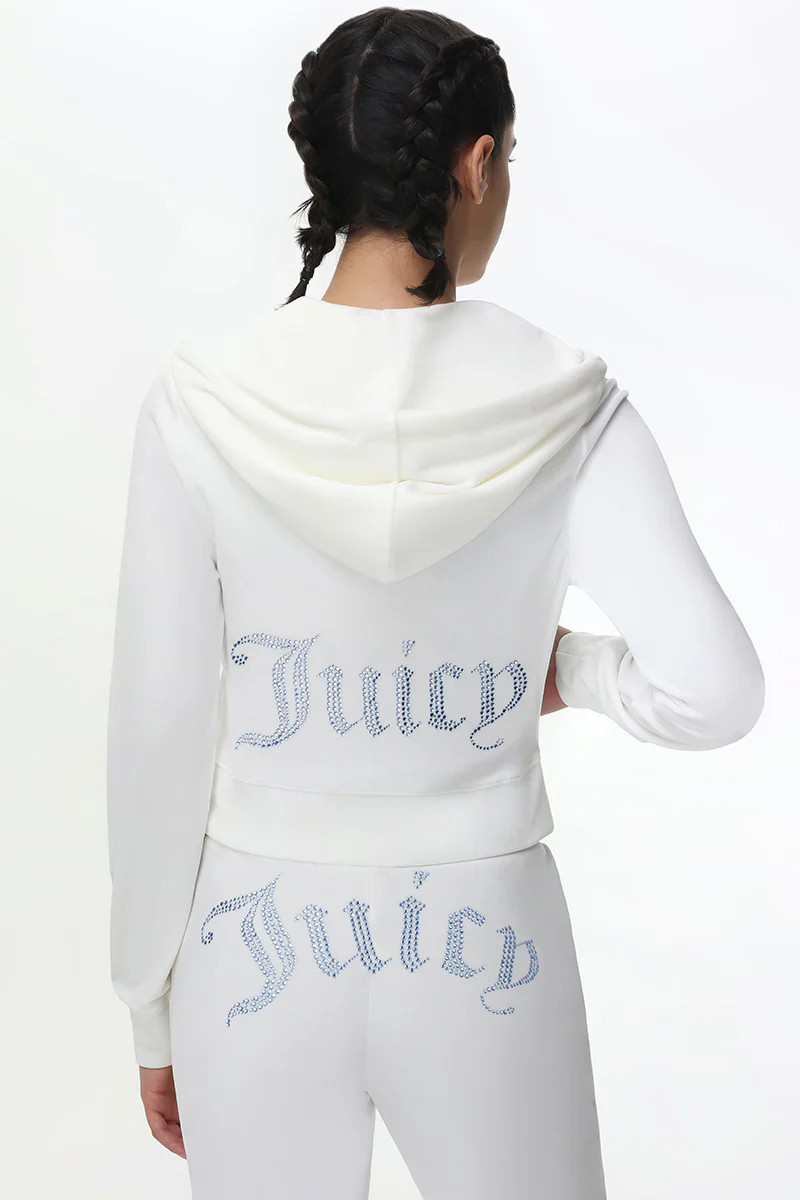 Technicolor Customizable Big Bling Velour Hoodie | Juicy Couture
