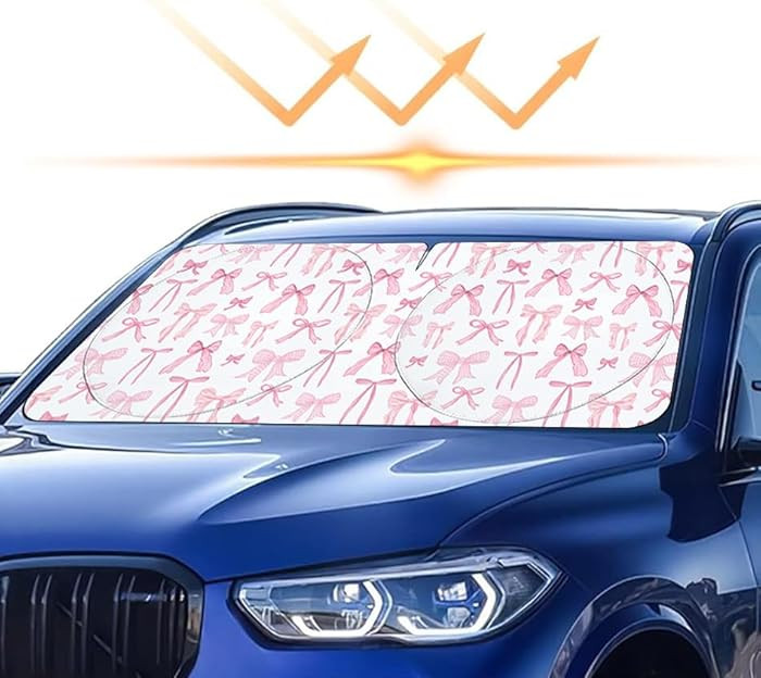 Car Sun Shade for Pink Bow,Universal Fit Windshield Sunshade for Cars, SUVs, UV Protection & Heat... | Amazon (US)