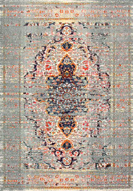 Grey Faded Gothic Medallion 9' x 12' Area Rug | Rugs USA