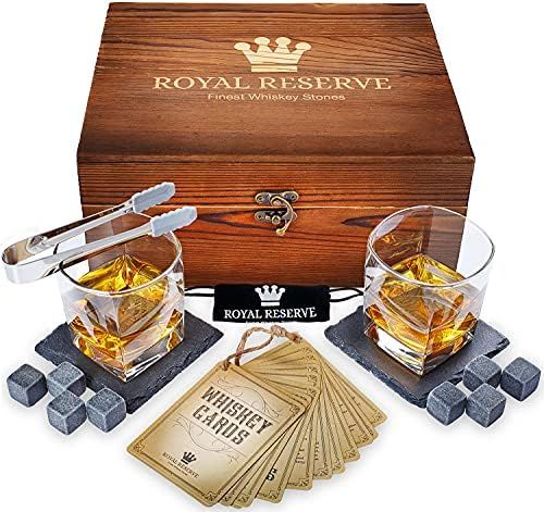 Royal Reserve Whiskey Stones Gift Set Artisan Crafted Chilling Rocks Scotch Bourbon Glasses and S... | Amazon (US)