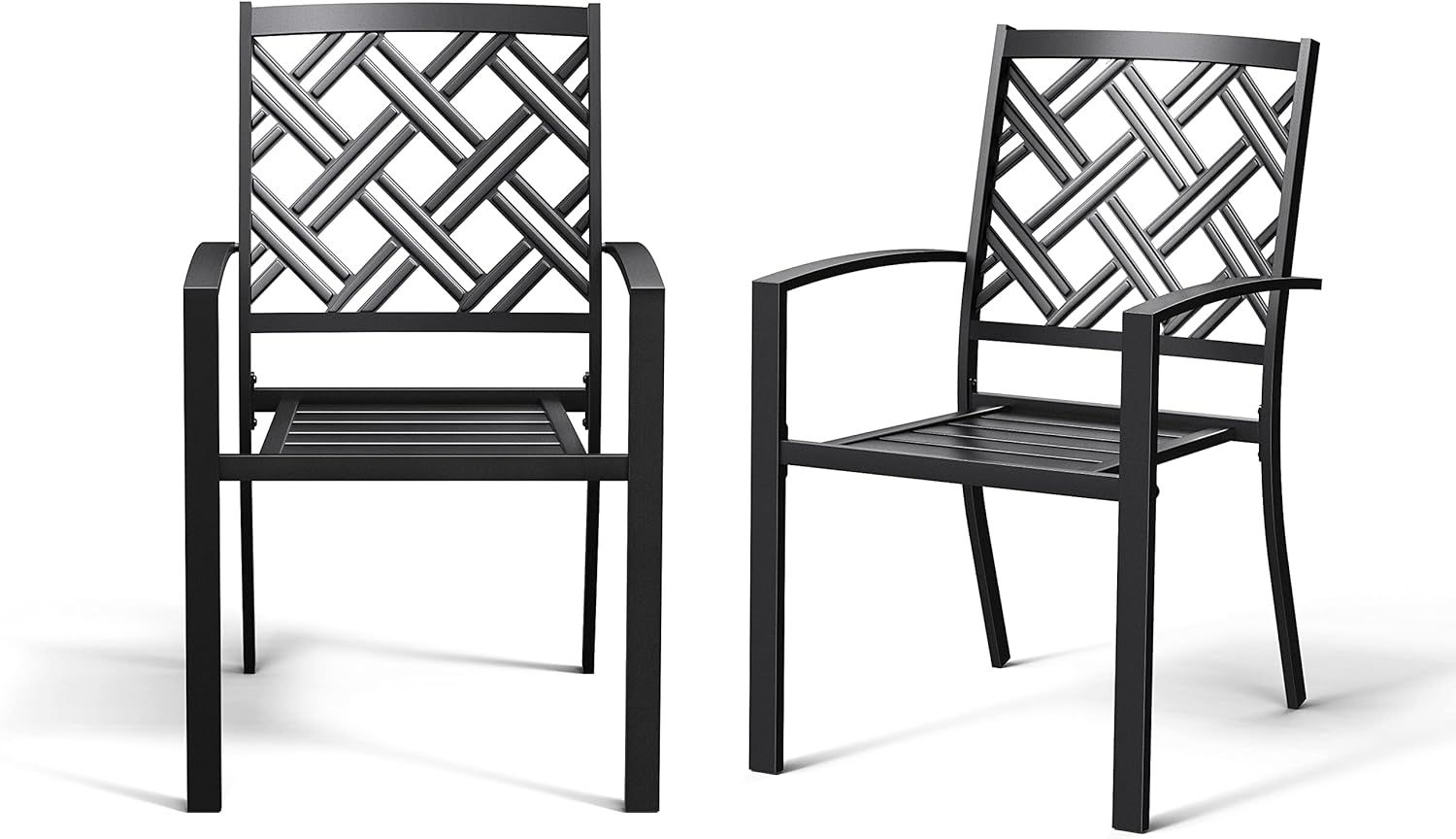 Bigroof Outdoor Patio Dining Chairs Set of 2, Metal Stackable Bistro Deck Chairs Support 300LB Al... | Amazon (US)