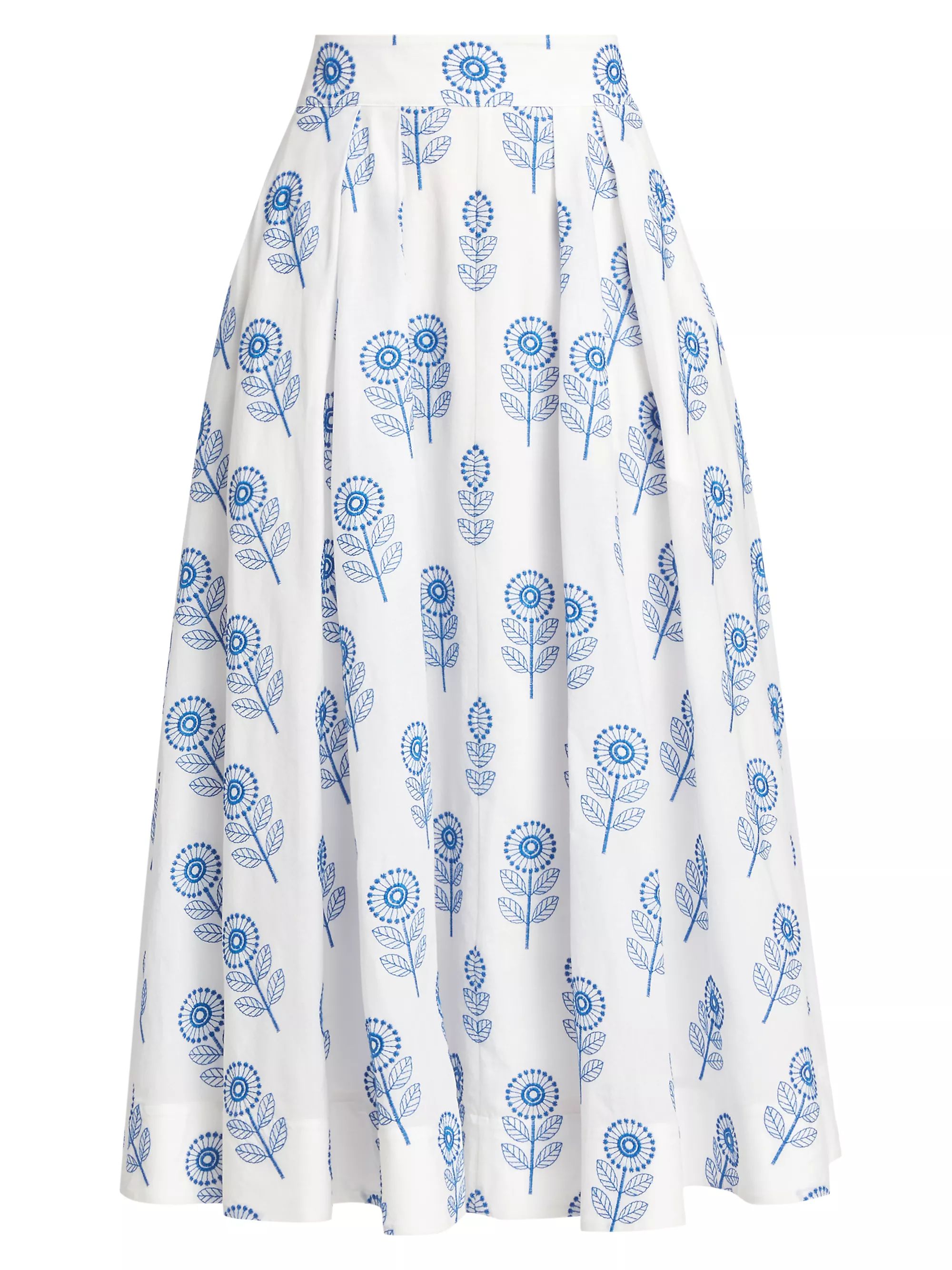 Poppy-Embroidered Cotton Midi-Skirt | Saks Fifth Avenue