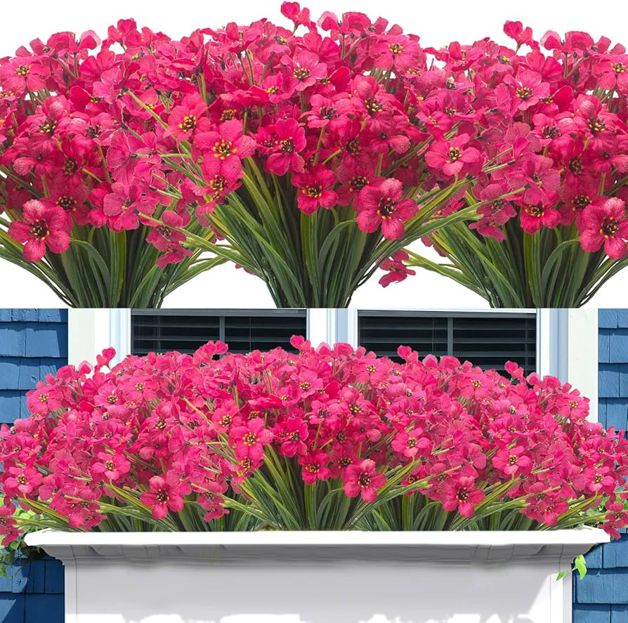 Grunyia 20 Bundles Artificial Flowers, Outdoor Indoor UV Resistant Fake Flowers No Fade Faux Plas... | Amazon (US)