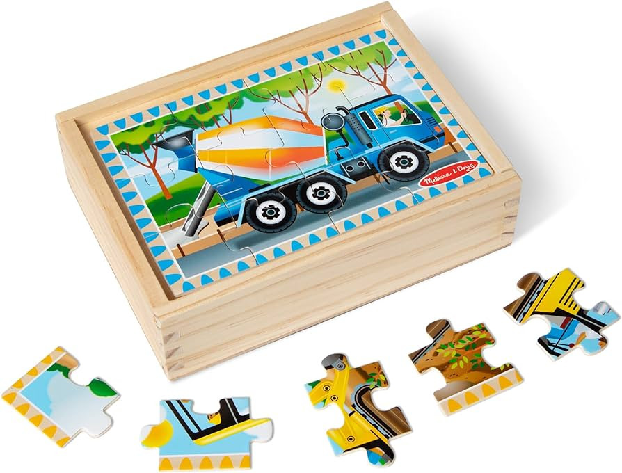 Melissa & Doug Construction Vehicles 4-in-1 Wooden Jigsaw Puzzles in a Box (48 pcs) - FSC Certifi... | Amazon (US)