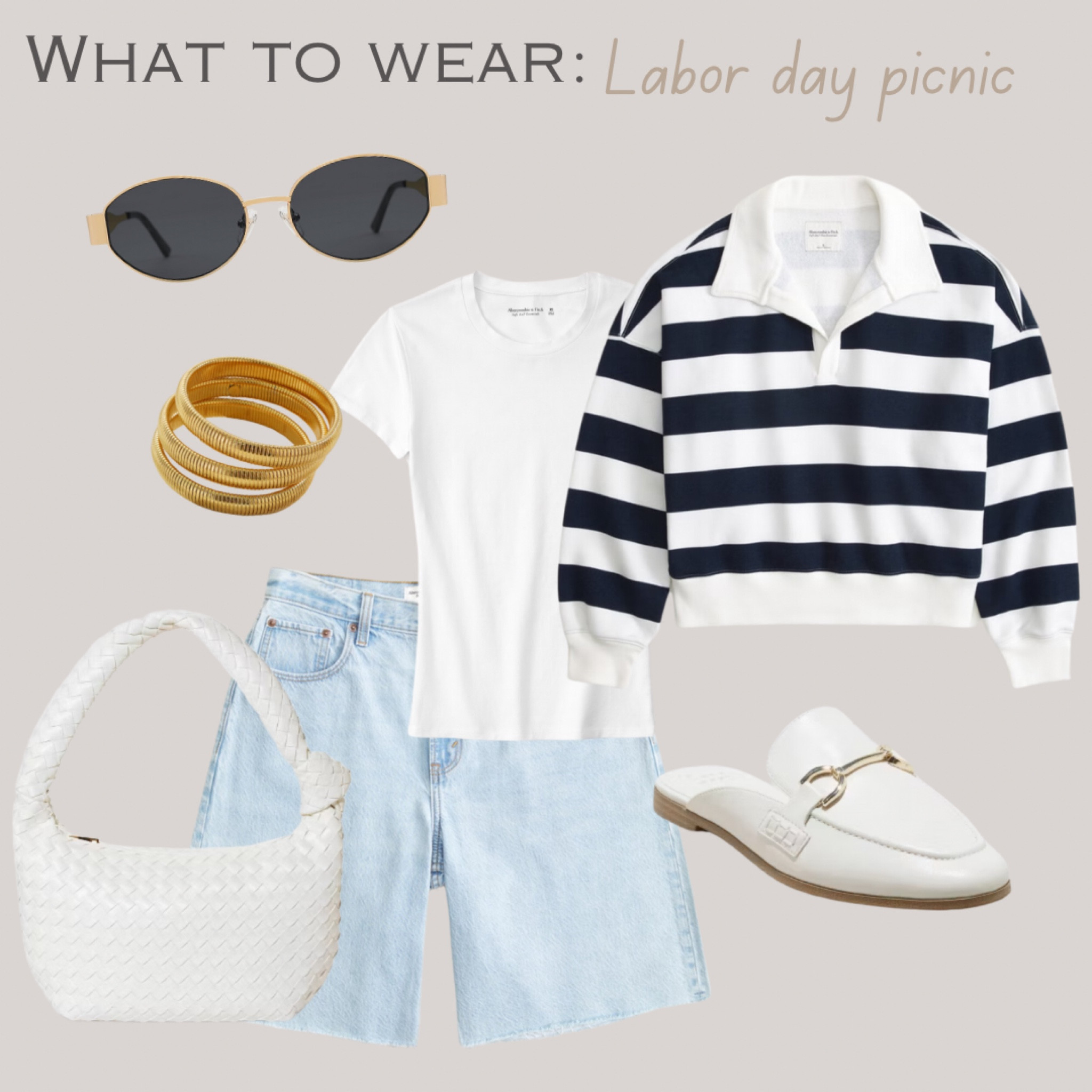 What to wear: Labor Day picnic 


Jean shorts, mid rise loose shorts, white tee, collar sweatshirt, retro oval sunglasses, woven bag, tote bag, women’s loafers, gold bangles 


#amazon #target #abercrombie 

#LTKSaleAlert #LTKStyleTip