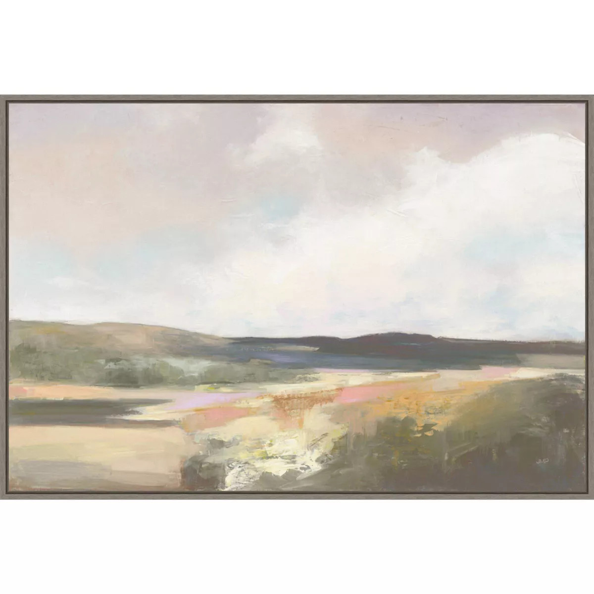 33" x 23" Dawn by The Water Neutral by Julia Purinton Framed Canvas Wall Art Print - Amanti Art | Target