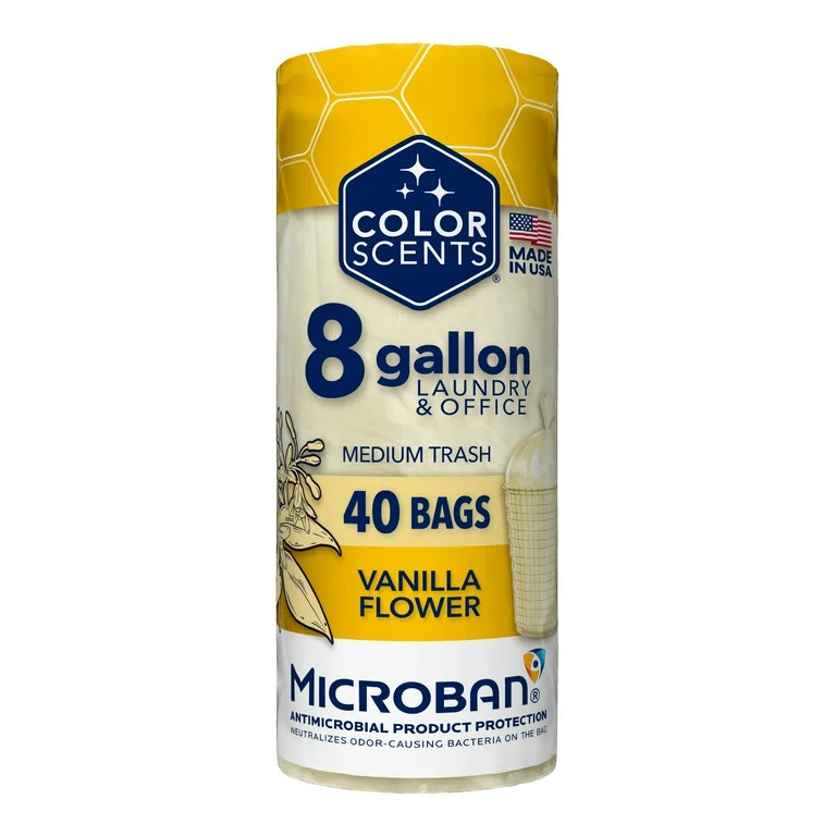 Color Scents With Microban® 8-Gallon Twist Tie Trash Bags, Vanilla Flower Scent, 40 Bags | Walmart (US)