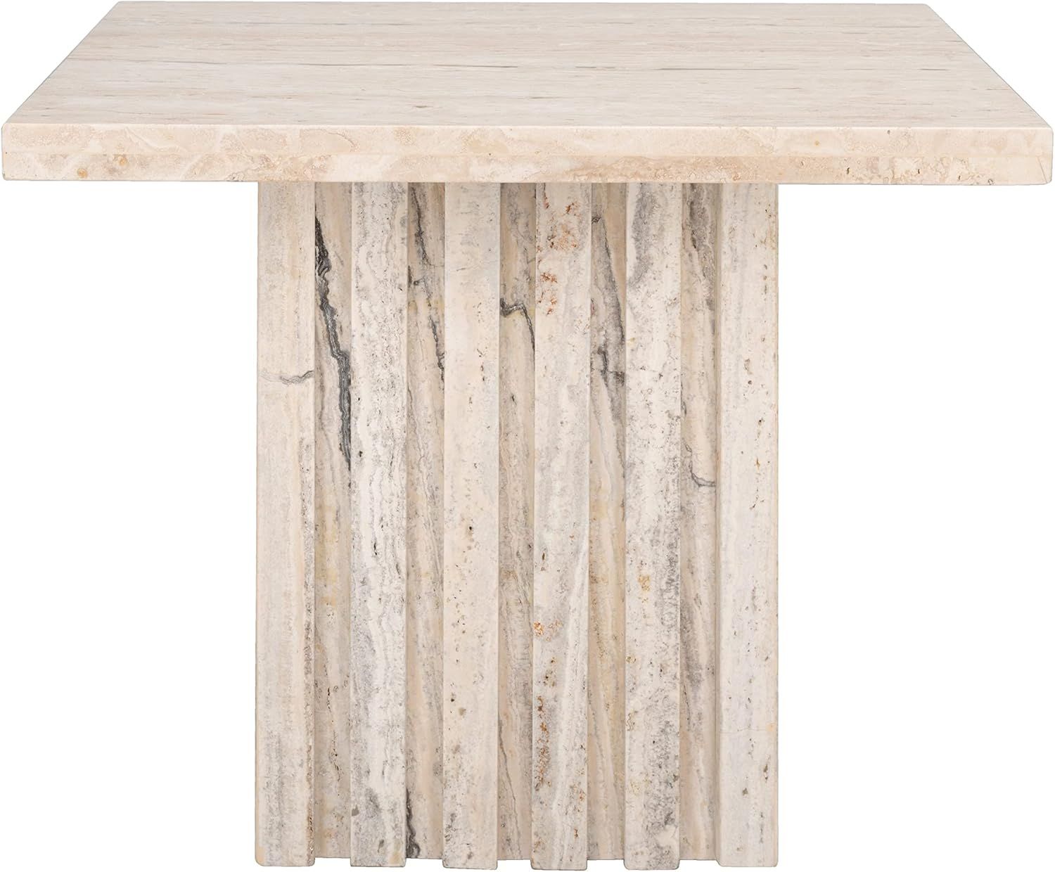 Tall Square Marble Accent Table 21 in W X D 16 H Off/White Modern Contemporary MDF Polished Inclu... | Amazon (US)