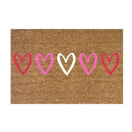 Valentine's Day Door Mat Coir Doormat Front Door Mat Red Pink Heart Valentine's Day Coir Doormat with Non- Bottom Lining for Family Anniversary 16 x 24 Inches | Walmart (US)