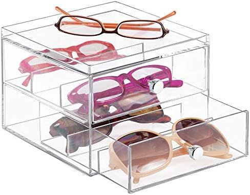 mDesign Stackable Plastic Eye Glass Storage Organizer Box Holder for Sunglasses, Reading Glasses,... | Amazon (US)